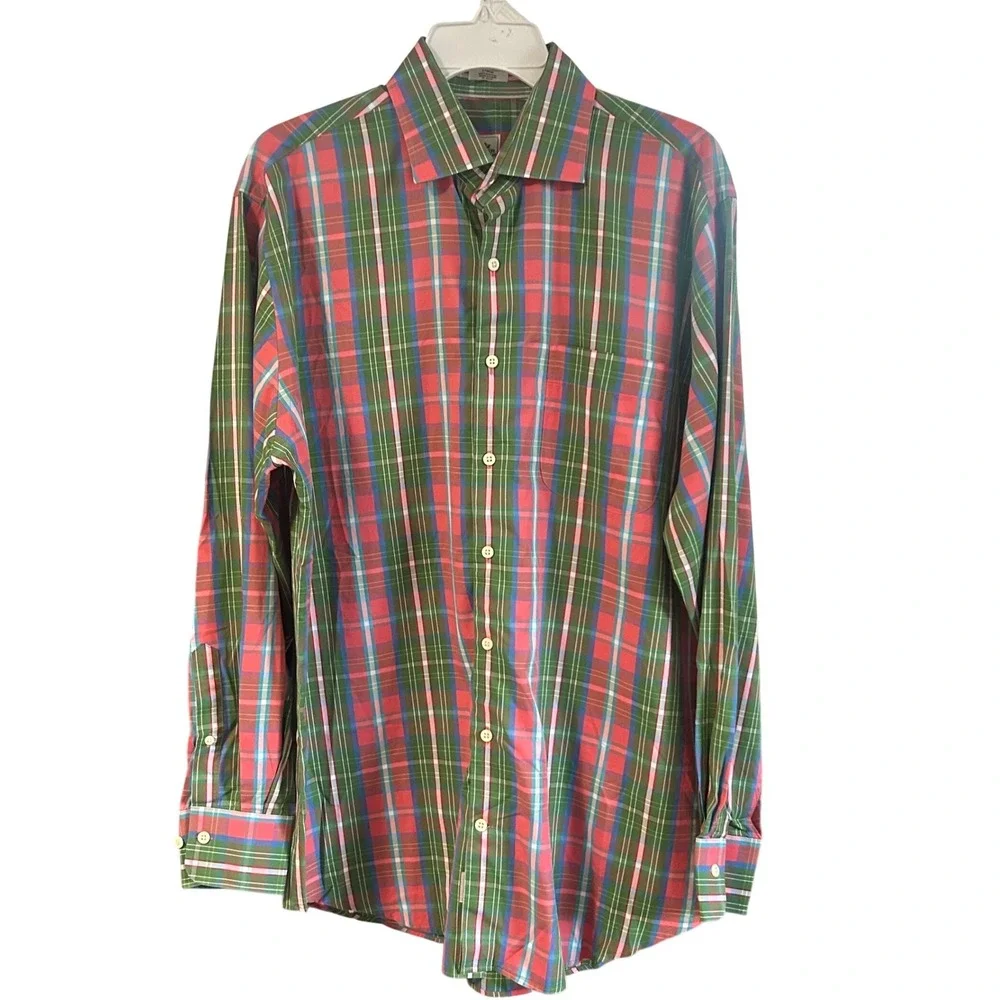 Peter Millar Men's Large 100% Cotton Plaid Button Down Shirt Weekender Sz.‎ L